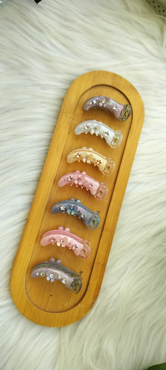 Flower Crystal Finish small Banana clip