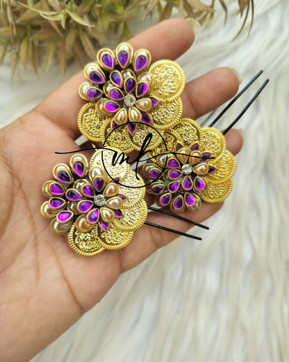 Cima Purple Blossom coin Hair BROOCH