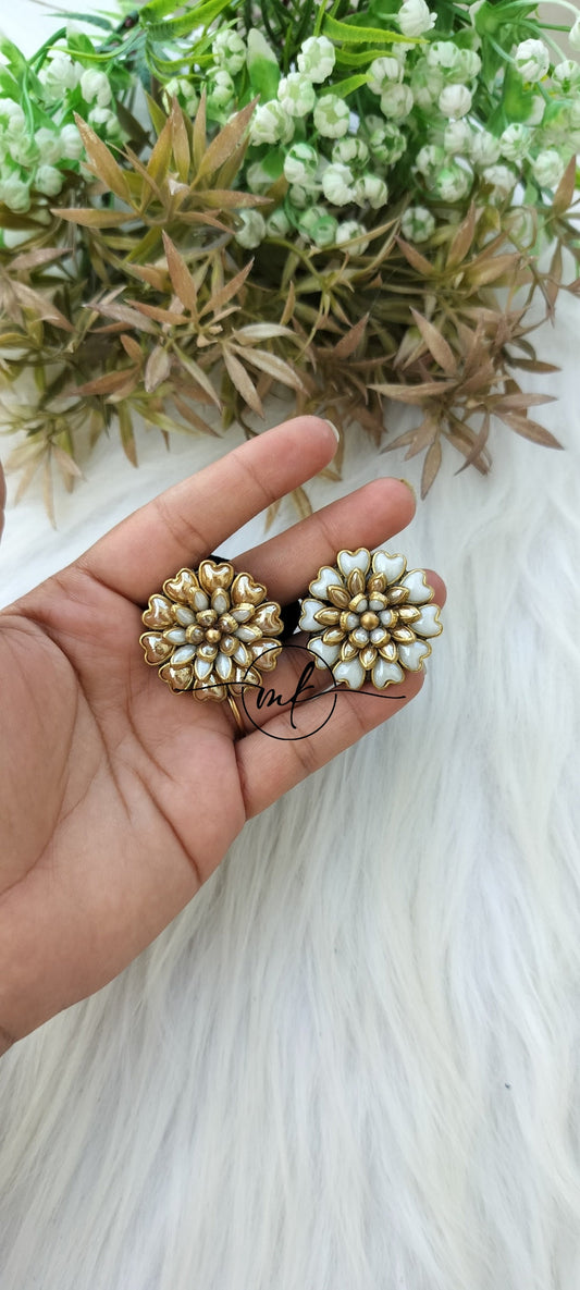 Gold white Kundan Hair Ties/Hair Brooch