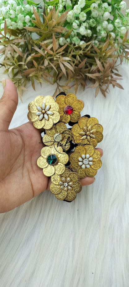 Gold coin Kundan Hair Brooch