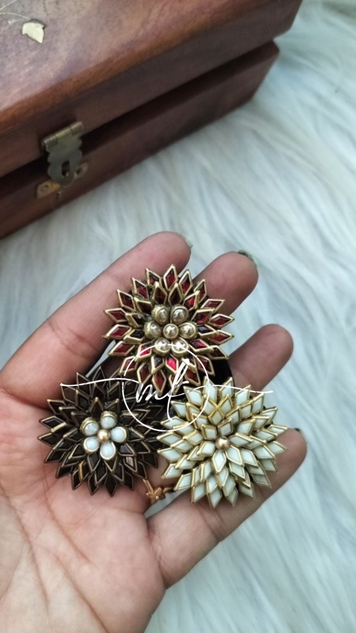 Kundan Hair tie / Hair Brooch- set of 3