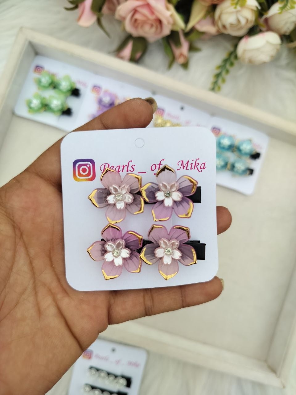 Pale Pink Floral Alligator Clip