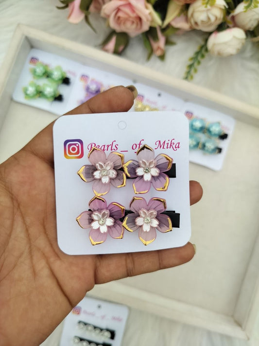 Pale Pink Floral Alligator Clip
