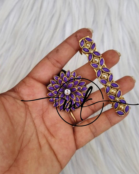 Kundan Hair Brooch/Hair ties/Centre clip- Combo