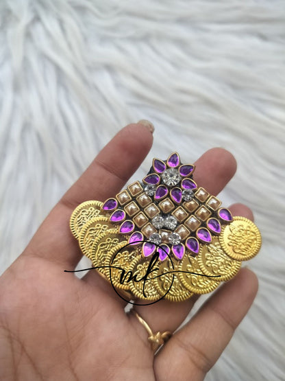 Hora coin purple Hair Brooch