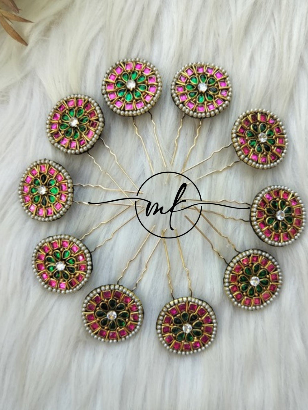 Spire PINK Kundan Hair Brooch Return gift Combo