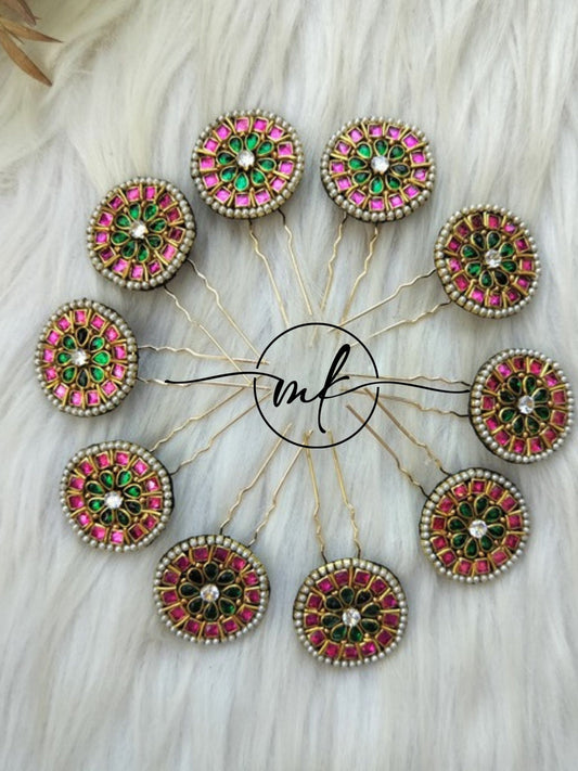Spire PINK Kundan Hair Brooch Return gift Combo