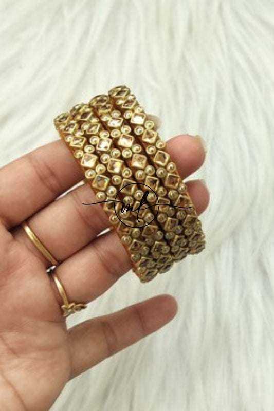 Gold kundan Bangle mini set - set of 4 bangles