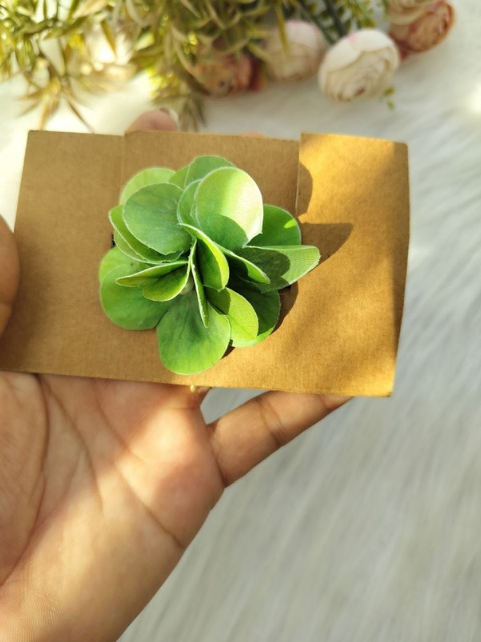 Baby Green Hydra Flower Alligator Clip