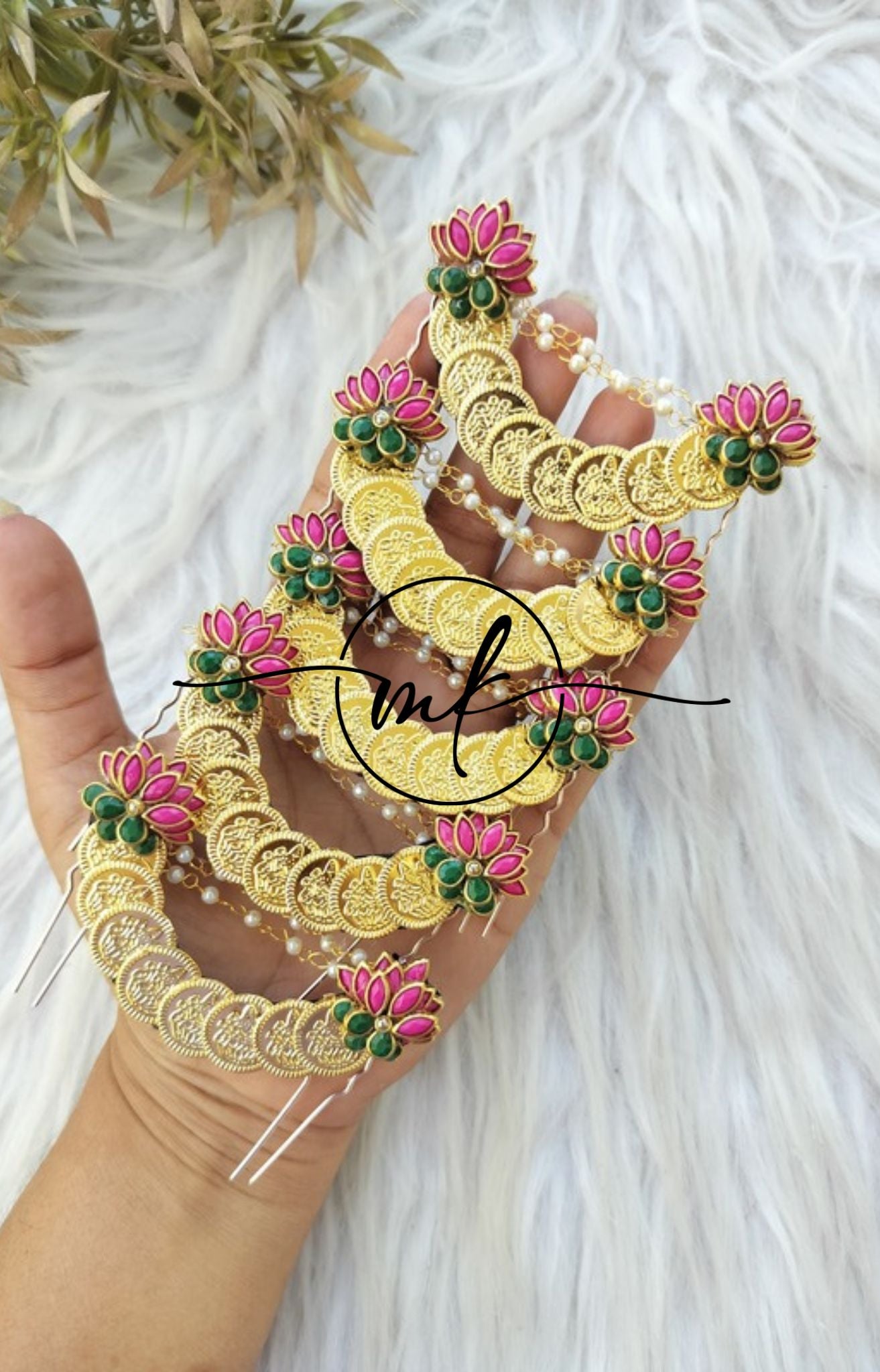 Cora Lotus Dark pink Hair Brooch - Return gift combo of 10