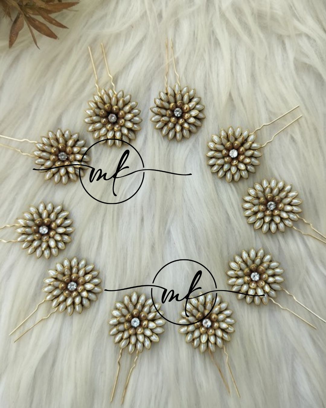 White Kundan Hair Brooch - Return Gift set of 10