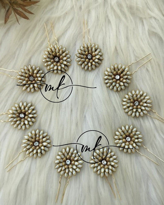 White Kundan Hair Brooch - Return Gift set of 10