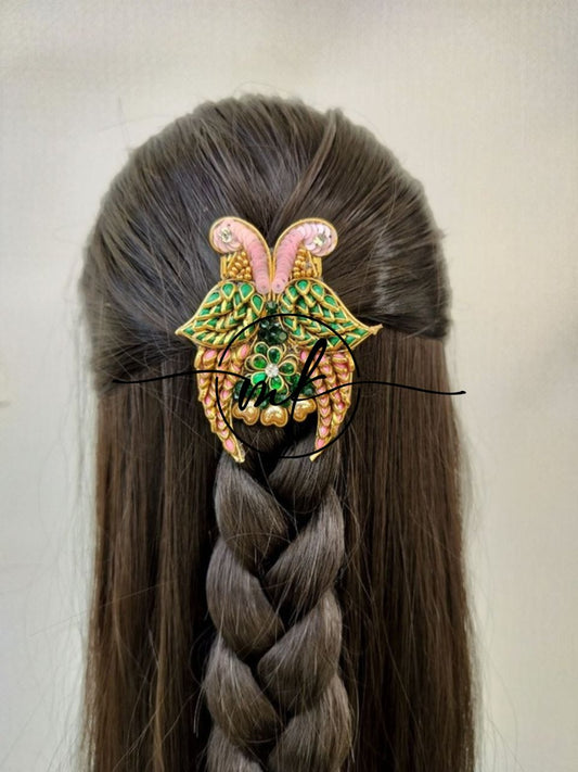 Light pink & Green Parrot Hair Accessories