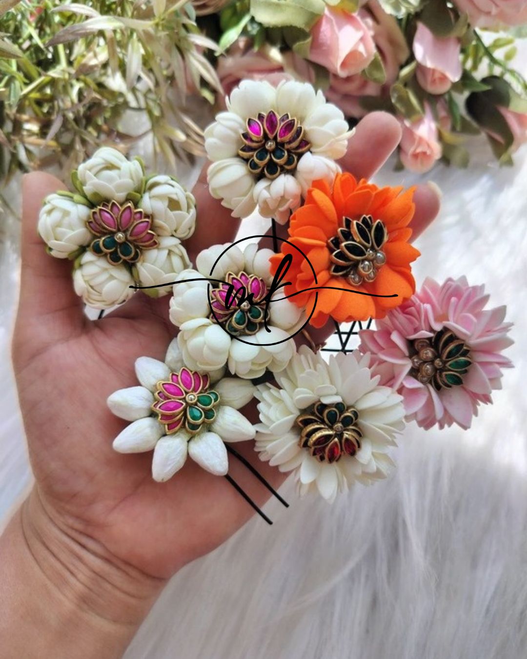 Floral Hair Ties - ARFL Return gift Combo - mix of Flowers as per Picture