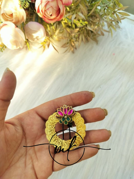 NIRA Pink LOTUS Hair Brooch