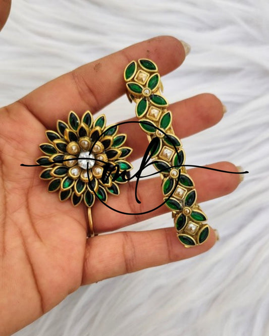 Kundan Hair Brooch/Hair ties/Centre clip- Combo