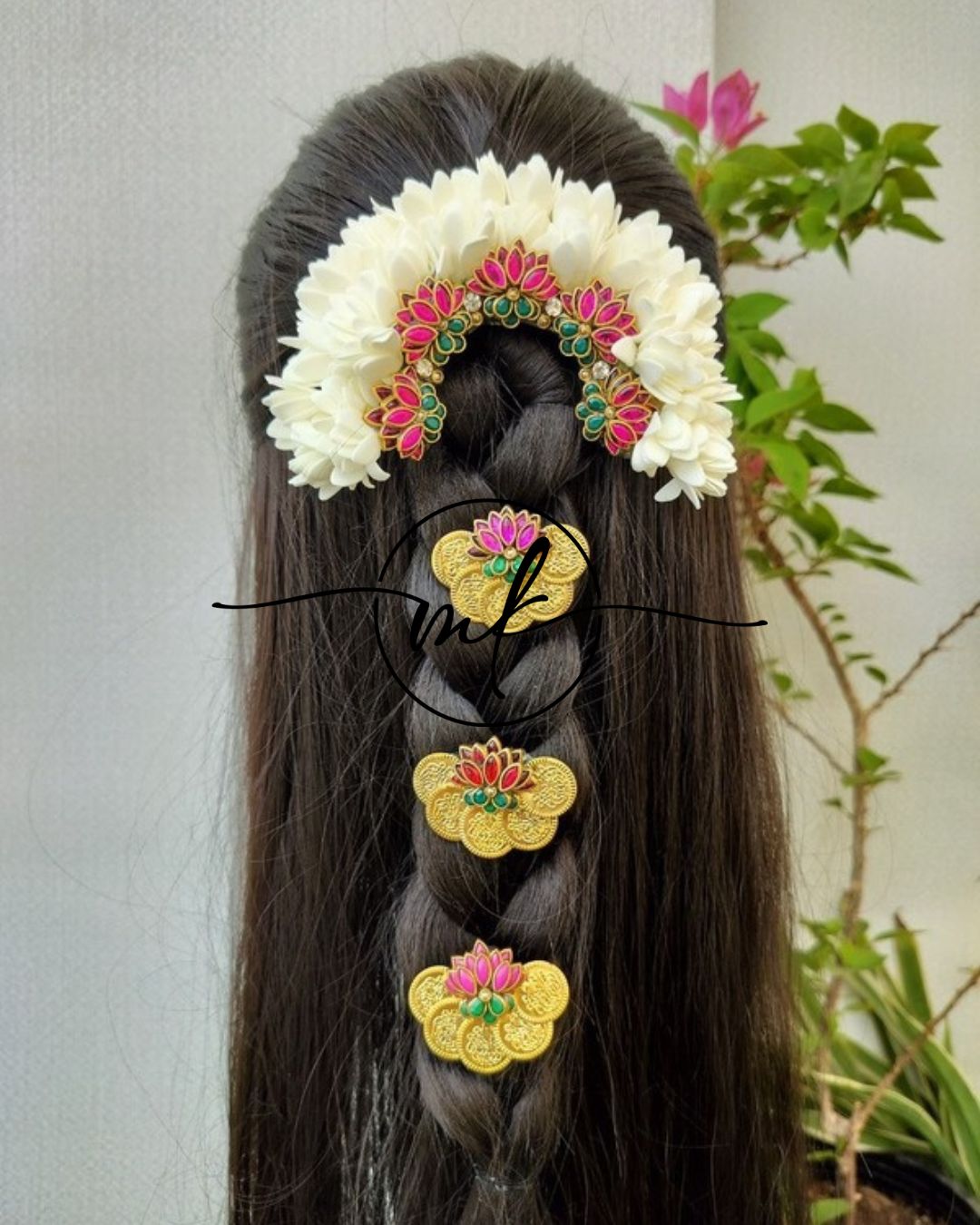 Pink Thamarai Mullai + 3 piece same Pink CIKA 5C ARFL  Hair Brooch