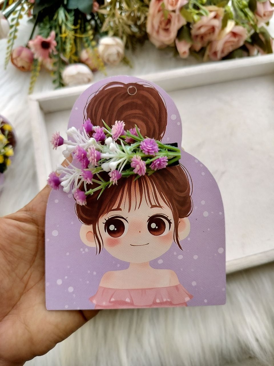 Purple Gypsum Floral Alligator clip