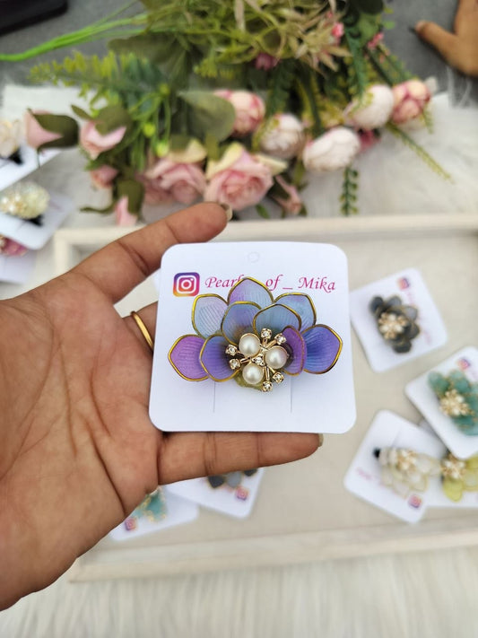 Bluish Purple Shea Half Flower Alligator clip