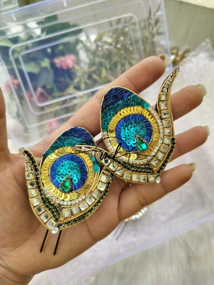 Peacock feather V03 Hair Brooch - Medium size - 1 piece