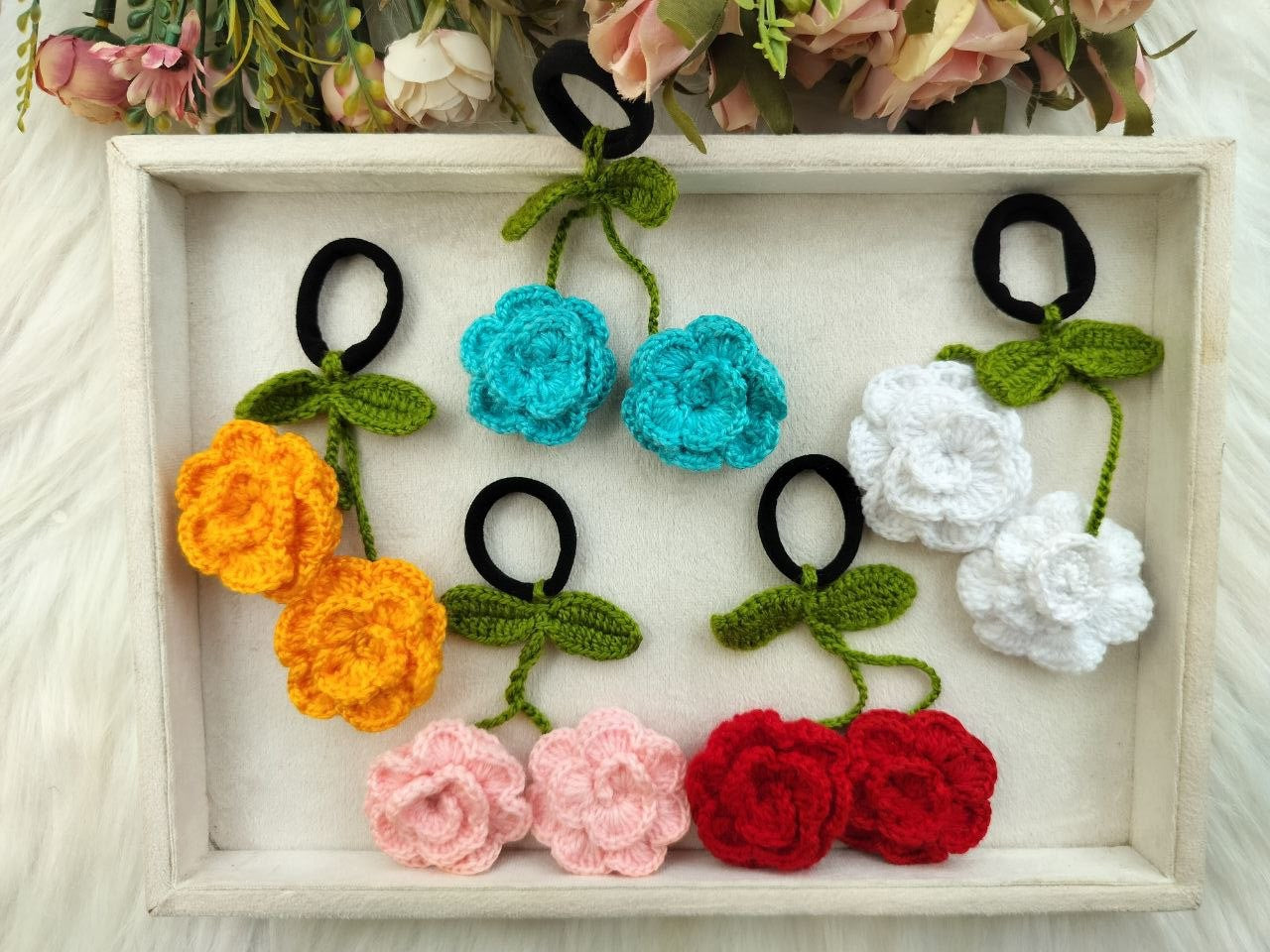 Crocus Rose Pull up Hair Ties
