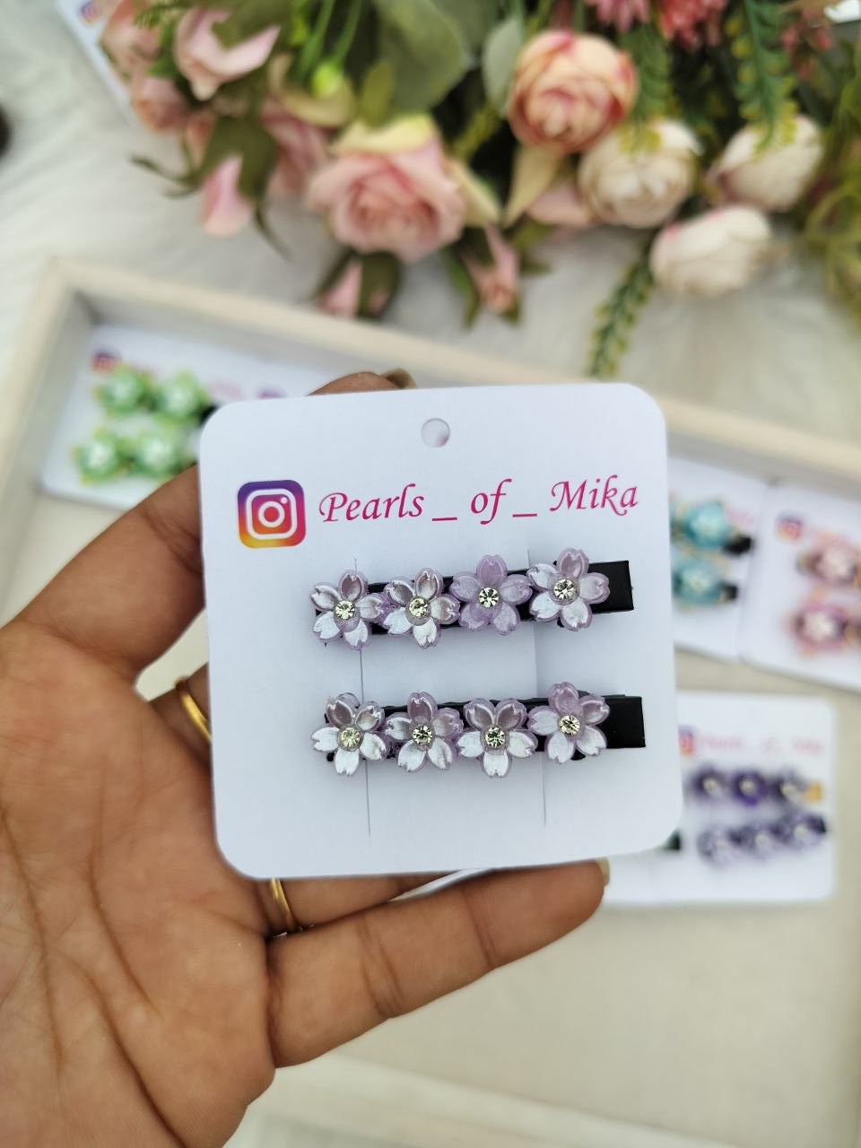 Lavender Floral Alligator Clip - 1 pair