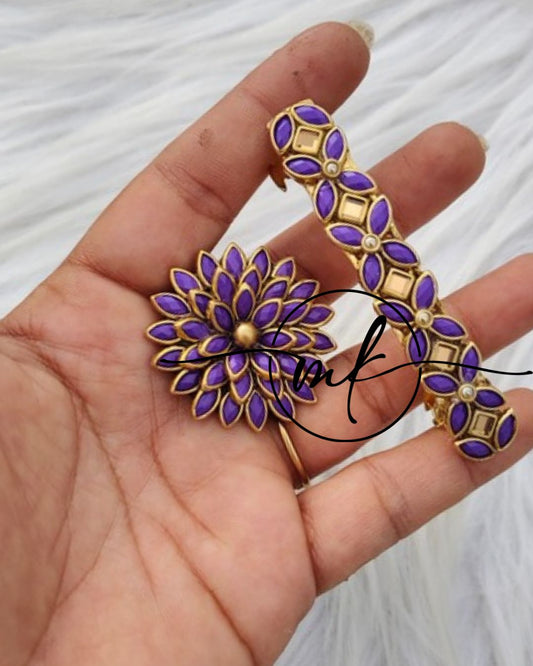 Kundan Hair Brooch/Hair ties/Centre clip- Combo