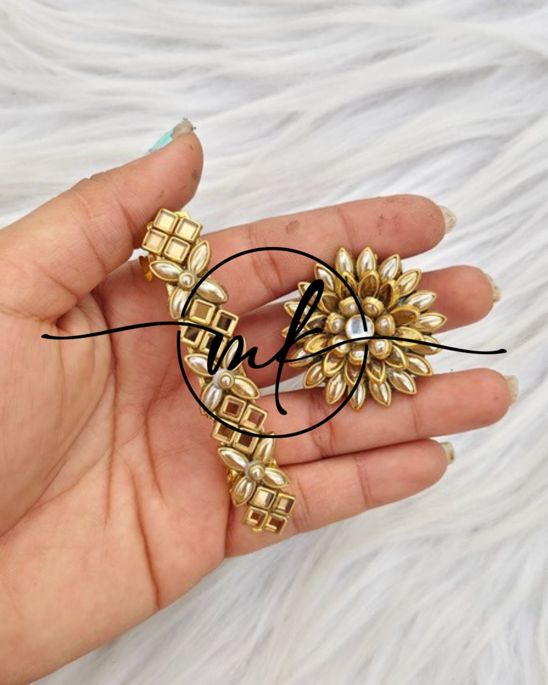 Kundan Hair Brooch/Hair ties/Centre clip- Combo