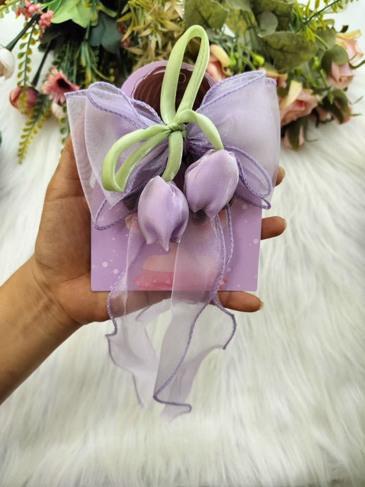 Purple Tulip LongTail Bow Alligator clip