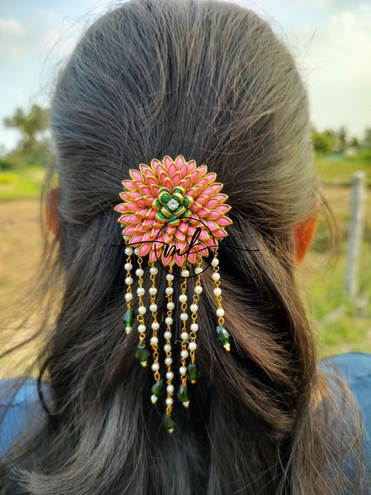 Pink MariGold Hair Brooch