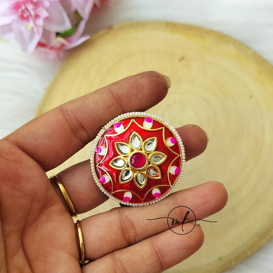 Red Meenakari hair ties