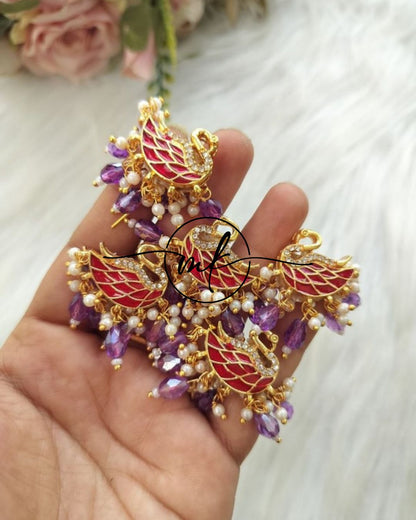 Glorious Red Purple Swan Hair hook