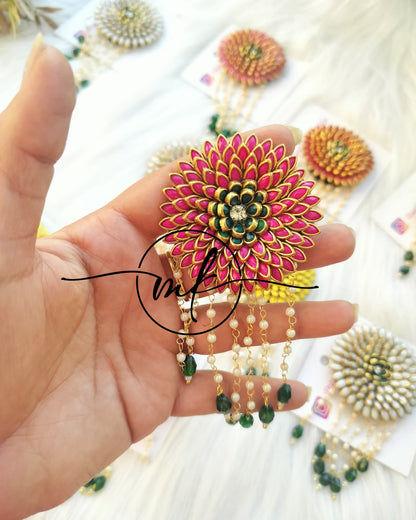 Dark pink Marigold Hair Brooch