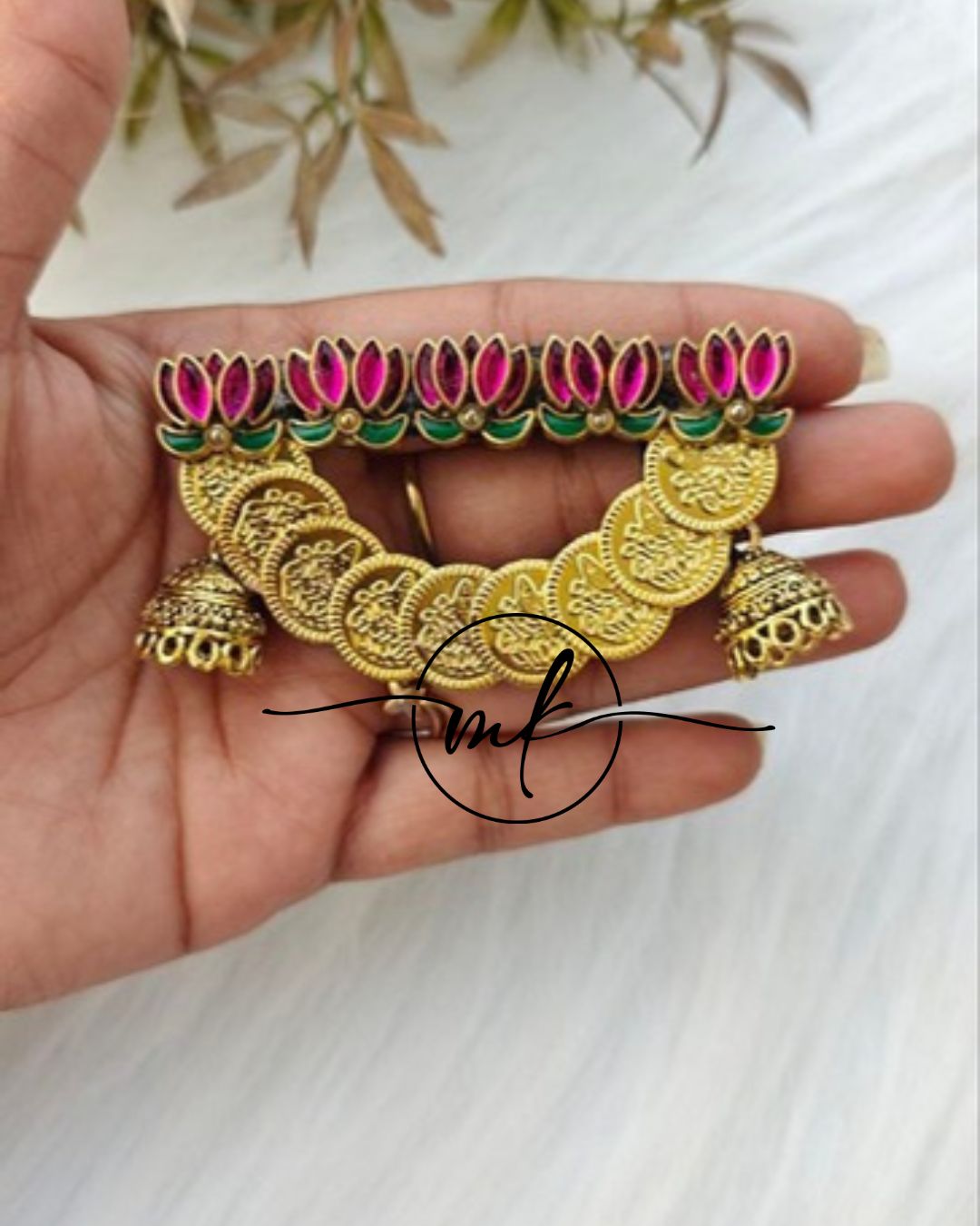 Jimiki Cora Hair Brooch - Dark Pink Glossy Lotus