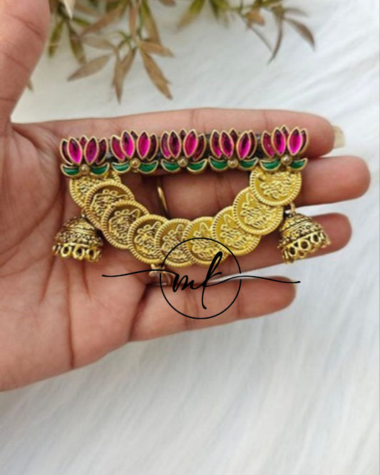 Jimiki Cora Hair Brooch - Dark Pink Glossy Lotus