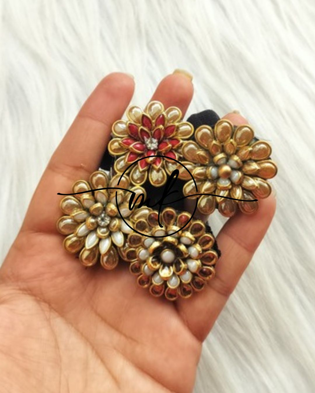 Golden Kundan Hair Ties