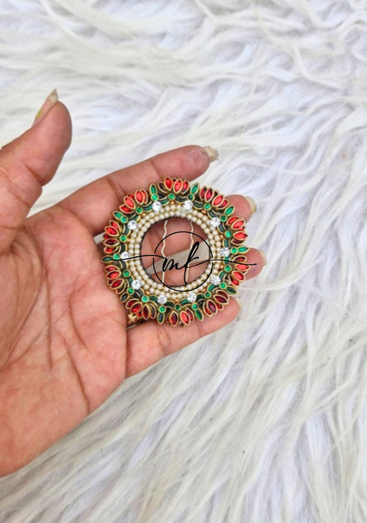 LARA Pearl Red Kundan Hair Brooch Return gift Combo