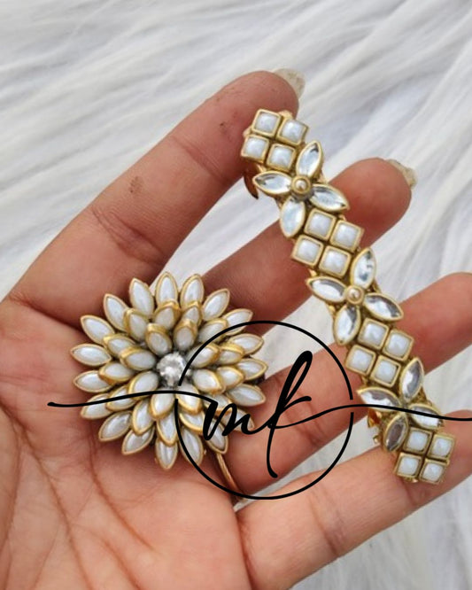 Kundan Hair Brooch/Hair ties/Centre clip- Combo
