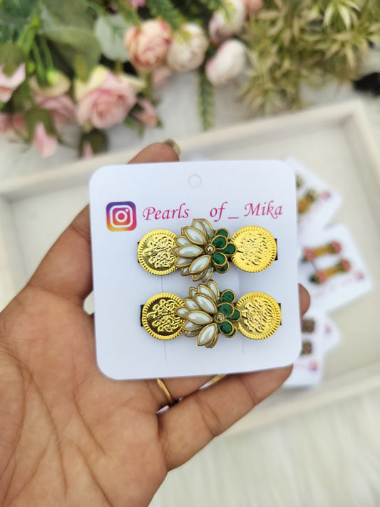 Lotus Coin Alligator Clip - 1 pair