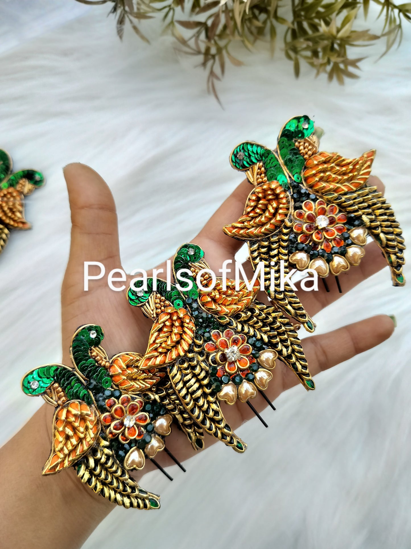 Orange Green Parrot Hair Accessories