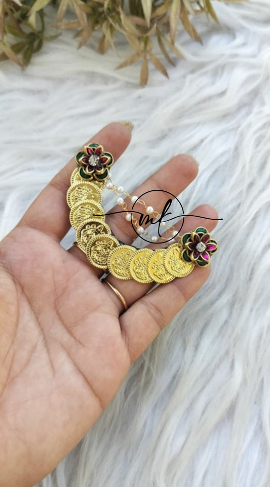 Cora Green Pink Flower Hair Brooch