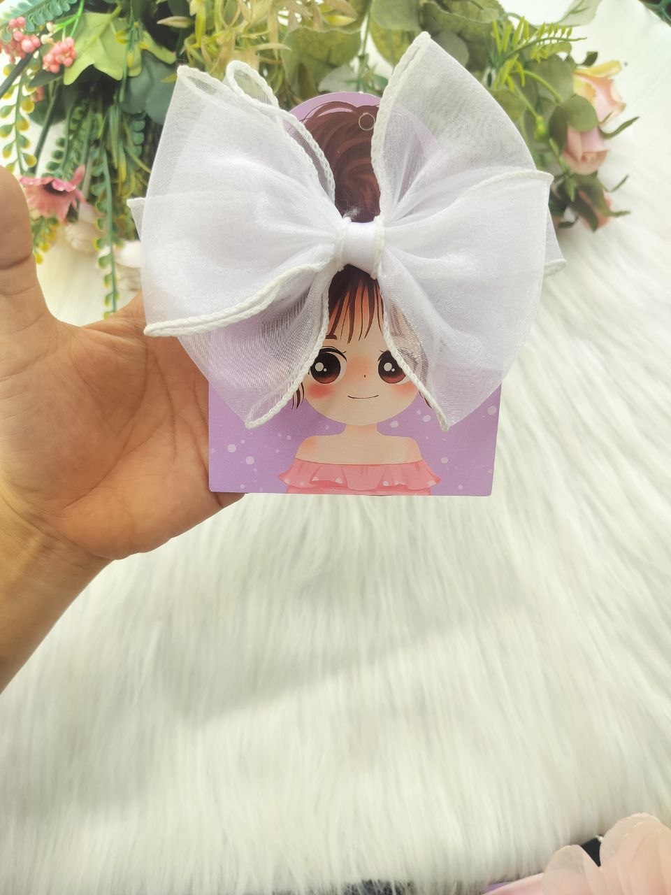 White 3L Bow Alligator Clip