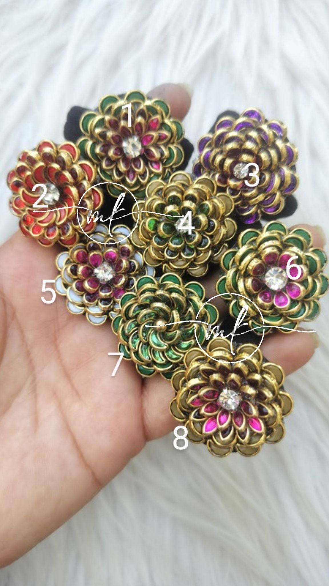 Colourful rose kundan Hair BROOCH
