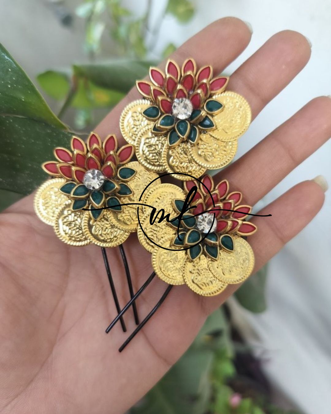 Cima Lotus Matt Red Hair Brooch - 1 piece
