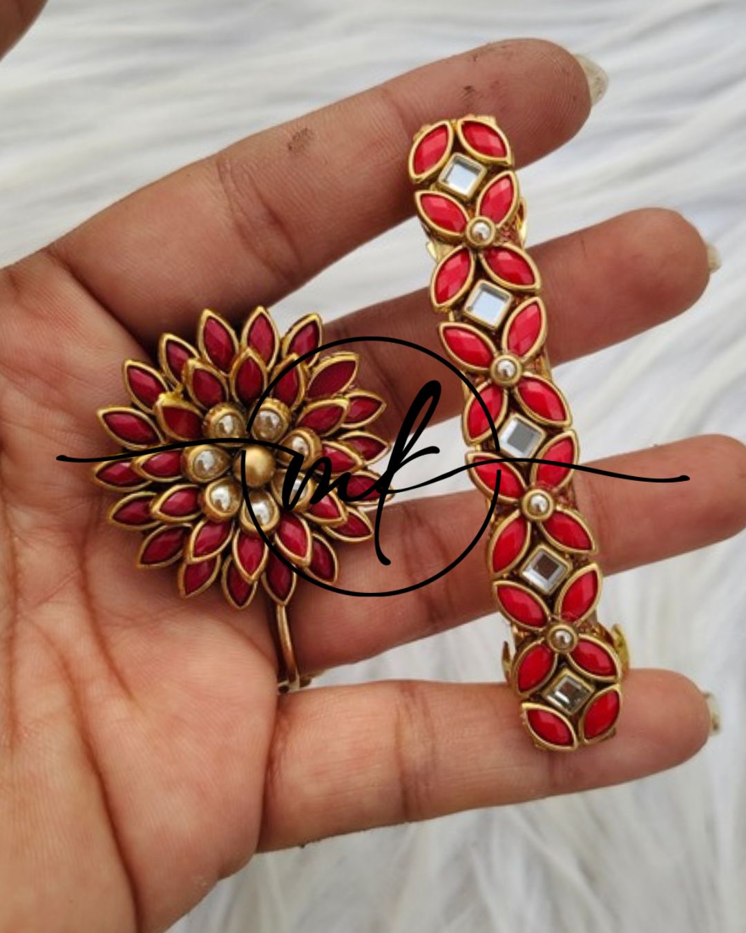 Kundan Hair Brooch/Hair ties/Centre clip- Combo