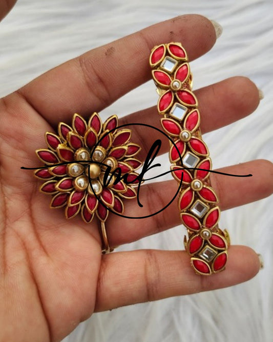 Kundan Hair Brooch/Hair ties/Centre clip- Combo