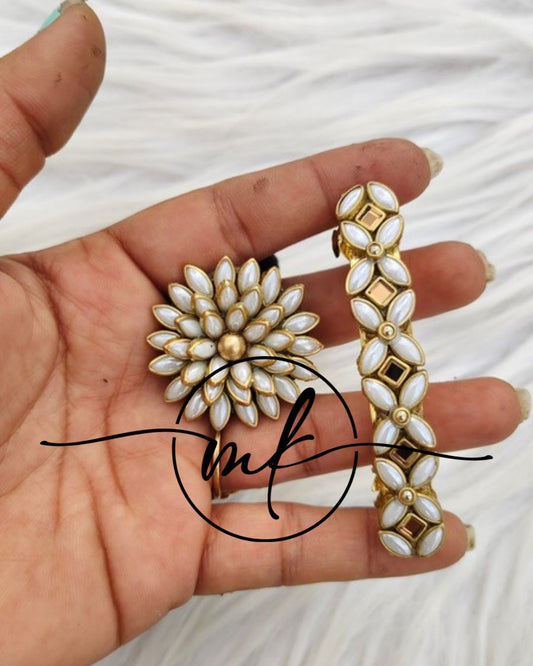Kundan Hair Brooch/Hair ties/Centre clip- Combo