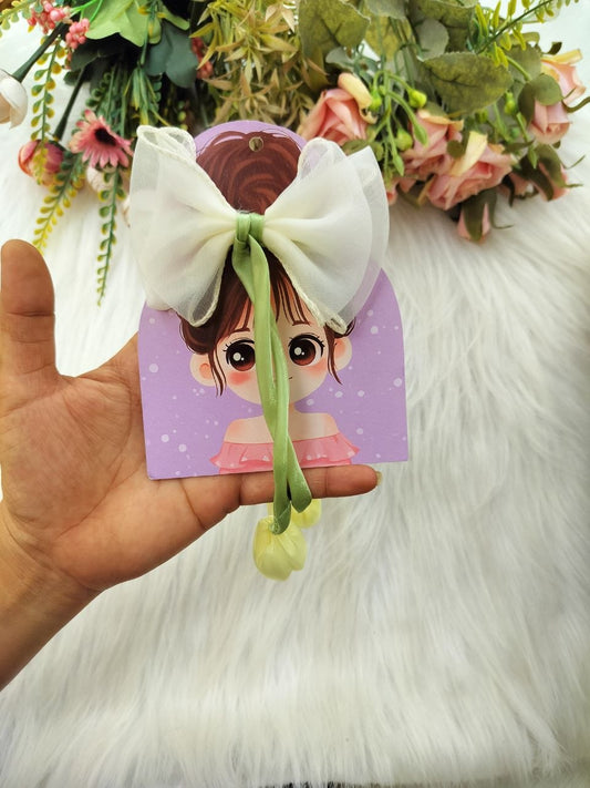 White Tulip Bow Alligator clip