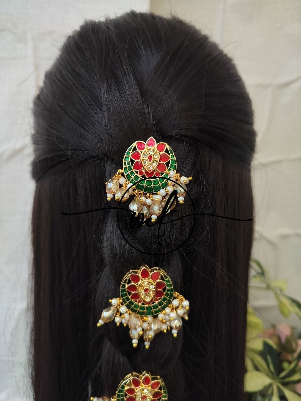 Nakshatra Red&Green Hair hook