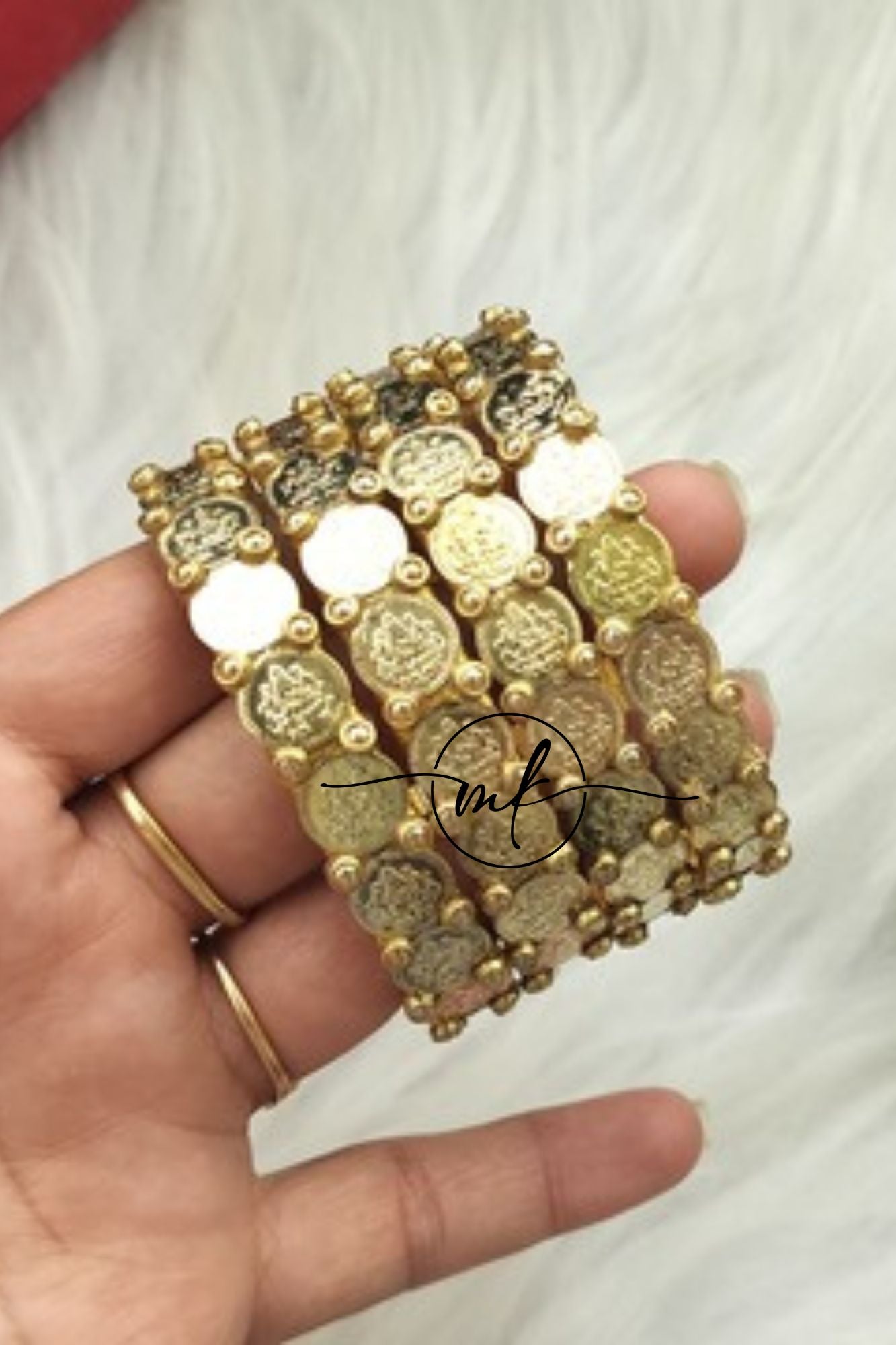 Coin Gold kundan kada Bangle mini set - set of 4 bangles